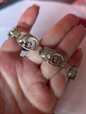 John Lauritzen Denmark Modernist Sterling Silver Swirls Bracelet MCM